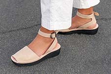 Model Wearing Our Comfortable Mediterranean Pons Avarca Sandal in Sand